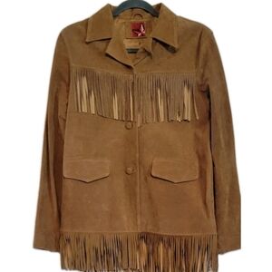 VTG Y2K Fringe Western Leather Jacket Annie Oakley Wild Bill Hickok Easy Rider